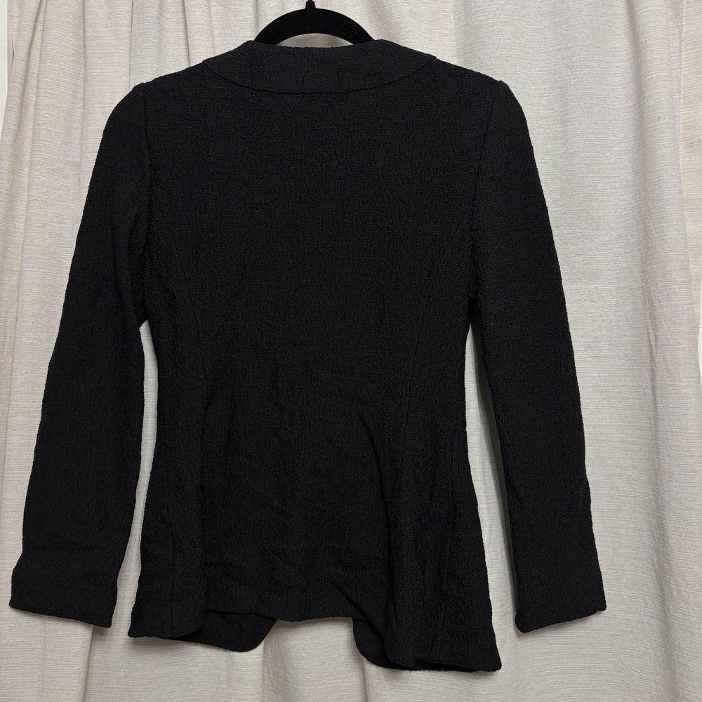 St. John Women's Textured Black Blazer Jacket Size 2 One Button - Picture 6 of 9